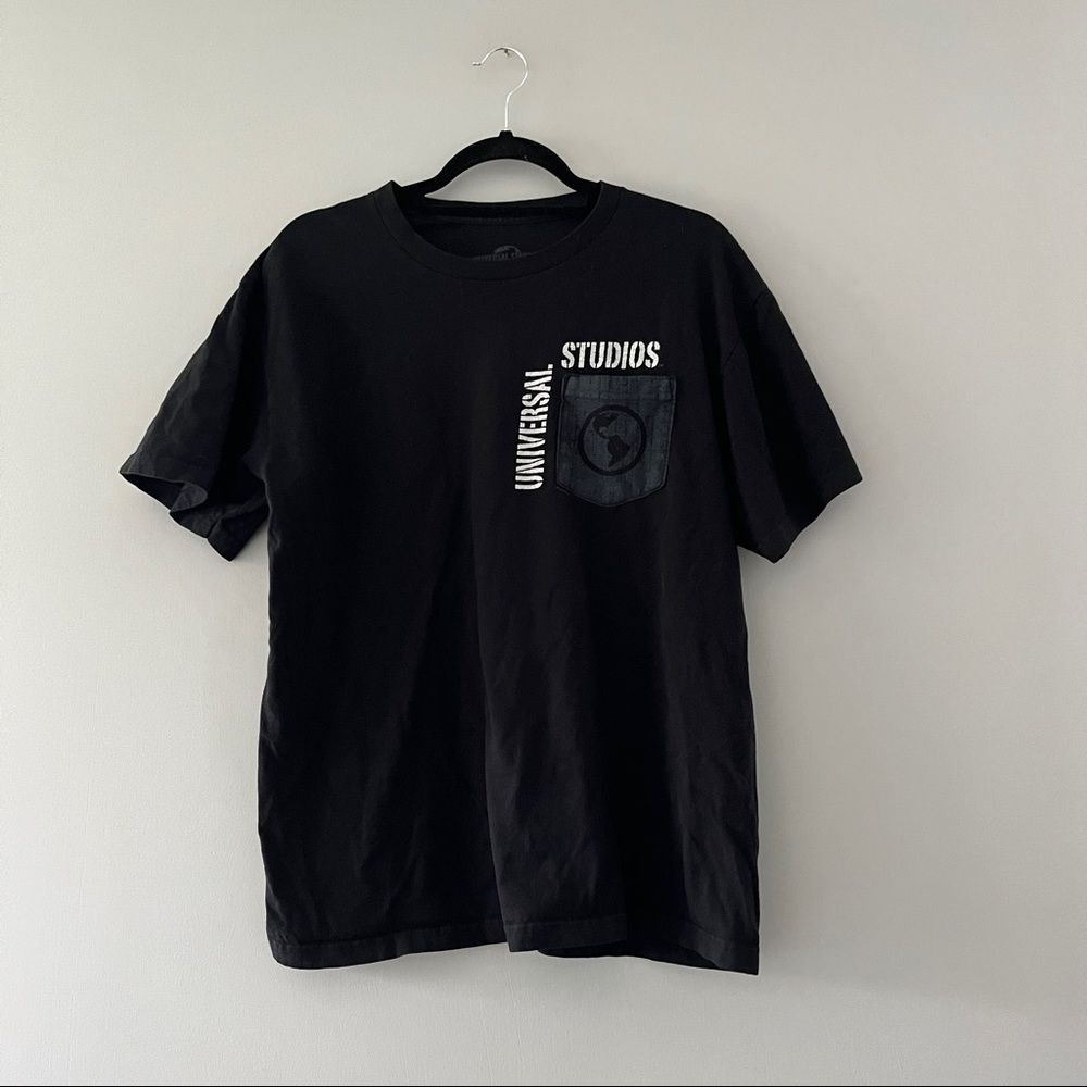 Universal Studios Black Pocket T-Shirt Short Sleeve Crew Neck